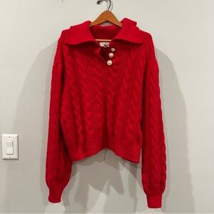 Listiele Red Cable Knit Sweater